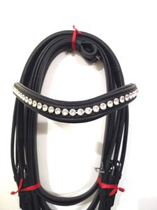 Brida negra de tachuela ecuestre inglesa de calidad superior con herrajes de acero inoxidable duraderos y acolchado para carreras de caballos - Product Image 4