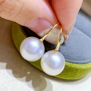 Boucles d'oreilles en argent pur S925 avec perles naturelles, zircon turquoise rond sans défaut de 8,5 à 9 mm, avec boîte cadeau - Product Image 3