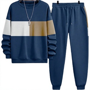Ensemble de survêtement homme color block avec sweat-shirt à col rond et pantalon à cordon de serrage, coupe décontractée à manches longues pour l'automne - Product Image 3