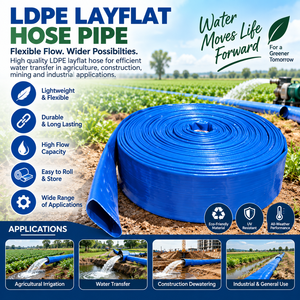 Prix usine Tuyau plat simple en LDPE bleu de 2,5 pouces, 6 bars, pour évacuation d'eau et irrigation, Fournit OEM ODM - Product Image 1
