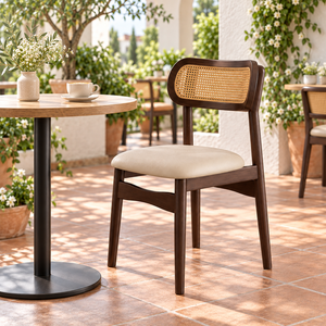 Silla de Comedor Moderna Nórdica de Madera Maciza con Asiento Tapizado para Hogar, Cafetería o Restaurante - Product Image 6