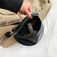 Tampilan Mewah, Fashion Sederhana, Tas Pinggang dengan Ritsleting Ganda untuk Perjalanan Sehari-hari dengan Tali Bahu Lebar, Tas Bahu Kulit.