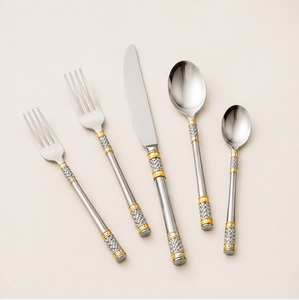 Juego de Cubiertos Ecológicos de Acero Inoxidable con Acabado Dorado, Diseño Moderno, Acabado Espejo Premium, para Bodas, Hoteles y Restaurantes de Alta Gama - Product Image 1