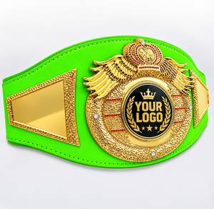 Cinturón de Campeonato Personalizado, Verde, de Cuero PU, Chapado en Oro y Plata, para Lucha Libre, Boxeo, Jiu-Jitsu, Karate, Transpirable, Unisex, Duradero - Product Image 2