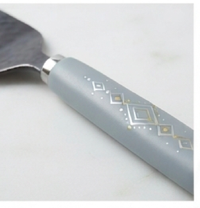 Modern Cake Knife <b>Set</b> With Blue Handle And Non Stick Steel Blade 2 Piece For Serving Use Wedding Catering And Parties - Product Image 2