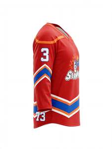 Maillot de hockey sur glace personnalisé rouge sublimé Slammers 73, chemises d'entraînement pour équipe, tissu lourd, respirant, séchage rapide, uniforme de hockey sur glace pour hommes - Product Image 3