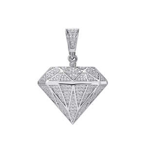 Colgante con forma de diamante Iced Out Hip Hop Bling Colgante con Zirconia cúbica Hip Hop Bling colgante - Product Image 1