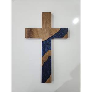 Croix en bois et résine, symbole religieux chrétien, pour la maison ou l'église, plaque - Product Image 1