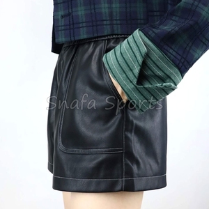 Shorts en cuir légers pour femmes, shorts de sport pour femmes avec poches latérales, shorts respirants avec cordon de serrage en vente - Product Image 4