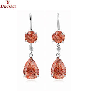 ต่างหูคลาสสิกสุดฮิต เทรนด์ใหม่ล่าสุด เงินแท้ 925 ประดับด้วยพลอย CZ สีแดงรูไทล์ สำหรับสุภาพสตรีและเด็กผู้หญิง ขายส่งจากโรงงาน - Product Image 2