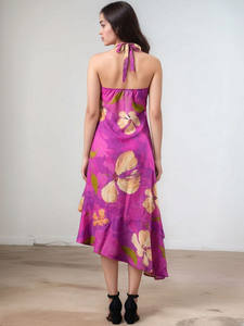 Vestido Midi Ecológico de Verano para Mujer, Transpirable, Estampado Digital, Sin Mangas, 100% Algodón, Estampado Liso, Georgette Natural - Product Image 3