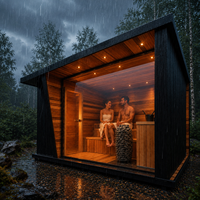 Sauna Finlandesa Híbrida Kaitong de Fácil Montaje para 2 Personas, de Madera de Hemlock y Cedro Rojo, Moderna, para Exteriores, Jardín, Casa o Villa