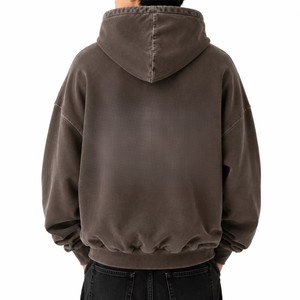 Premium Men Oversized <b>Fleece</b> <b>Zipper</b>-Up Hoodie Heavyweight Streetwear Vintage Fade Relaxed Fit Winter Fashion Pocket - Product Image 2
