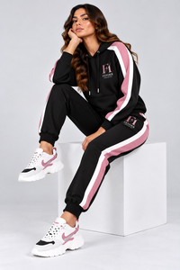 Ensemble de survêtement personnalisé pour femmes, sweat-shirt à capuche et pantalon de survêtement deux pièces, rayures contrastées, streetwear, vêtements de sport, ensemble décontracté pour femmes - Product Image 4
