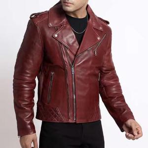 Veste en cuir noire d'hiver pour garçons, veste de motard en cuir d'agneau marron OEM pour hommes, veste de moto en cuir véritable pour hommes - Product Image 2