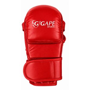 ถุงมือ MMA แบบกำหนดเอง หนัง PU ฝ่ามือเปิด สำหรับฝึกซ้อมต่อสู้ อุปกรณ์ศิลปะการต่อสู้ สีแดงสด - Product Image 2