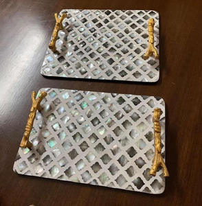 Plateau de service MOP de qualité supérieure fabriqué à la main avec incrustation de nacre et de résine Taille personnalisée pour hôtels et restaurants - Product Image 5