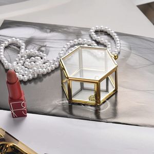 gold glass jewelry box beautify rose <b>mirrored</b> jewelry makeup organised - Product Image 6