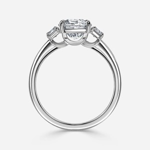 2.45CT Elongated <b>Cushion</b> Cut Three Stone Lab Grown Diamond Engagement Ring 14K Yellow Gold Wholesale - Product Image 2