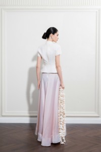 Wholesale Women's Skirts Elegant SERENITY ASYMMETRICAL MIDI SKIRT With <b>Three</b> Soft Layers Womens Skirts 73% CUPRO, 27% POLYESTER - Product Image 3