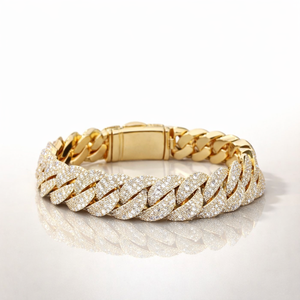 Elvoragems 18K Gold Plated Rose Gold Micro Pave Moissanite Cuban Link Bracelet Iced Miami Chain Hip Hop <b>Men</b> IGI Certified Party - Product Image 1