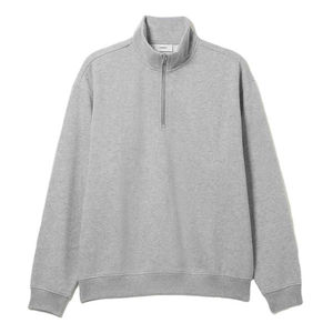 เสื้อสเวตเชิ้ตผู้ชายแบบซิปครึ่งตัว สีเทา รุ่นใหม่จากโรงงาน OEM แขนยาว ผ้าฟลีซ 100% เสื้อพูลโอเวอร์แบบเรียบ มีจำนวนสั่งขั้นต่ำน้อย - Product Image 1