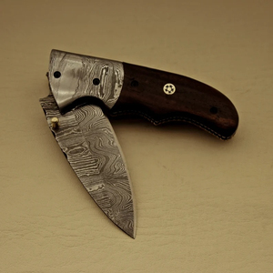 Navaja Plegable Multiusos con Hoja de Acero de 20.8cm, Punta de Gota, Perilla de Pulgar, Mango de Madera, Diseño Artístico, 0.5mm, 6.7in de Longitud Total, Afilada - Product Image 1