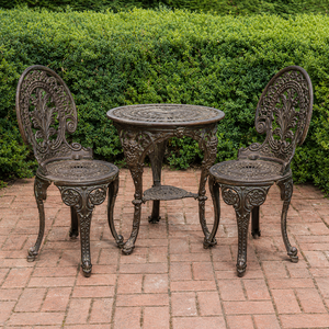 <b>Outdoor</b> Cast Aluminum Patio Dining Set <b>Black</b> Metal Garden <b>Table</b> Chairs Luxury Terrace Furniture for Home Backyard Patio Deck - Product Image 1