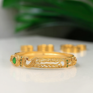24K Gold Plated <b>Copper</b> Peacock <b>Bangles</b> Bracelet Set 2x6 - Product Image 2