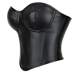 Corset gainant noir en similicuir PU pour femme, maintien ferme, design respirant, fermeture à agrafes, usage quotidien - Product Image 3