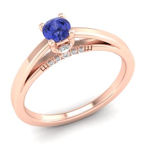 Bagues de fiançailles REYES de haute qualité en or 14 carats, diamant certifié IGI, taille ronde, pierre précieuse tanzanite 0,25 ct, bijoux fins pour femmes - Product Image 2