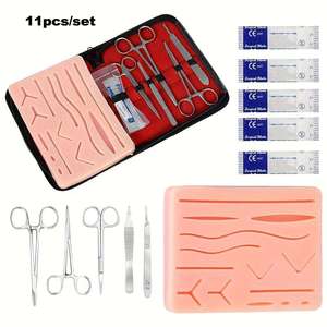 Complete Surgical <b>Suture</b> Practice <b>Kit</b> Stainless Steel Scissors Forceps Minor Surgery Training Curved <b>Suture</b> Pad Shuja Surgico - Product Image 3