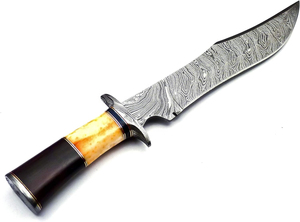 Cuchillo Bowie de Acero de Damasco Hecho a Mano con Mango de Madera de Palisandro, Hoja Recta, Funda de Cuero Fino, Cuchillo Vikingo para Exteriores, Precio al por Mayor - Product Image 4