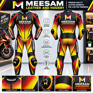 Traje de Motociclismo de Cuero para Hombre, Verde, Blanco y Negro, Protección Completa para el Cuerpo, Equipo de Conducción - Product Image 3