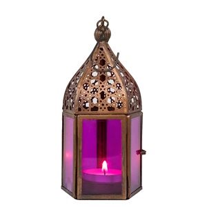 Ramadan Home Tabletop and Hanging Decorations Rose Gold Metal Moroccan Candle Holder <b>Lanterns</b> - Product Image 1