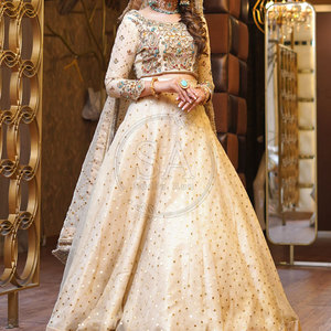 Lehenga nupcial bordado, vestido de novia largo hasta el suelo, de seda/tela de red, con espalda con cordones, atuendo de fiesta elegante para recepción, estilo étnico tradicional. - Product Image 2
