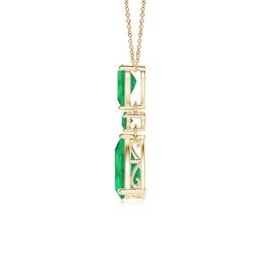 14K 18K <b>Gold</b> Natural Pear and Round Cut Green Emerald Three Stone <b>Pendant</b> High Quality Classical Design Handmade Jewelry <b>Pendant</b> - Product Image 3