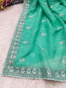 Blusa Sari de seda de diseñador étnico indio, Sari listo para usar en un minuto para festivales y fiestas de invierno Diwali, estilo Bollywood - Product Image 4