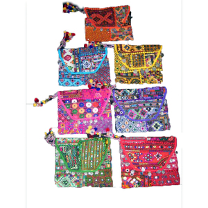 Sac à bandoulière pour femme, fait main, vintage, bohème, à motifs géométriques, broderie, écologique, fermeture éclair, coton - Product Image 2