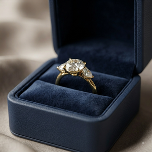 Bague de Fiançailles et d'Anniversaire Unisexe en Or 10K, Design Classique Tendance, Personnalisable avec Trois Moissanites, Cadeau Idéal pour Fête - Product Image 5