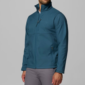 Chaqueta de Forro Polar Azul para Hombre, Cuello Alto, Cierre de Cremallera, Resistente al Viento, Informal, para Otoño, Corte Regular, Color Sólido, Material de Poliéster - Product Image 4