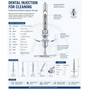 Jeringa Dental Manual Autoaspirante de 1.8ml y 2.2ml, Instrumento Quirúrgico de Clase I con Certificación CE para Uso Clínico - Product Image 6