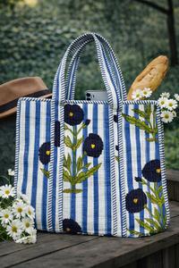 Bolsa de Compras Acolchada con Estampado Floral Hecho a Mano para Mujer, Bolsas de Tela de Algodón Estampadas de Jaipur Lavables y Personalizadas - Product Image 4
