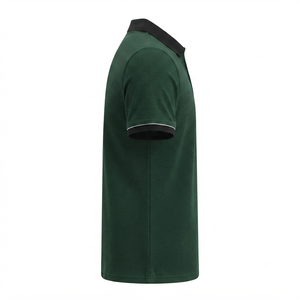 Camiseta de Golf Personalizada para Hombre, Verde, Manga Corta, Poliéster, Antiarrugas, Estilo Casual Elegante, Cuello y Puños Negros, Ropa Deportiva, Estilo Business - Product Image 3