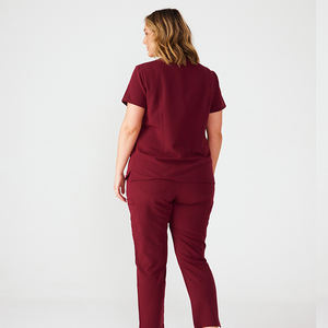 Traje de Enfermería de Punto de Alta Calidad 2026, 72% Poliéster/21% Rayón/7% Elastano, Corte Ajustado, Elástico, con Múltiples Bolsillos y Manga Corta - Product Image 3