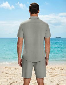 Street Style Summer Suit for Office Party Men's Plus Size Breathable Shorts Shirt <b>Set</b> Two-Piece Wear Custom Logo Design High - Product Image 5