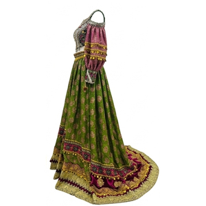 Afghan Kuchi Traditional Folk Style Floor Length Chiffon Handmade Embroidery Colorful Patchwork Washable Women Afghan <b>Dress</b> - Product Image 3