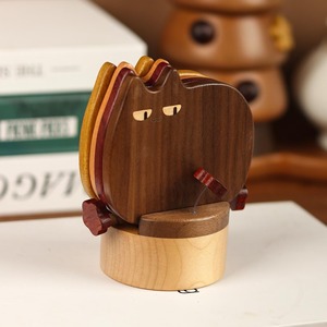 ชุดจานรองแก้วไม้รูปแมวน่ารัก ป้องกันรอยน้ำและสิ่งของหกเลอะเทอะ ใช้ได้ทั้งเครื่องดื่มร้อนและเย็น - Product Image 4