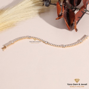สร้อยข้อมือเทนนิสทรงกลมแบบคลาสสิกสำหรับวันพิเศษ ทองคำแท้ 14k น้ำหนัก 5 กะรัต ประดับเพชร CVD Lab Grown สี D-E-F ความใส VVS-VS - Product Image 4