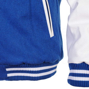 Blue <b>White</b> Varsity <b>Jacket</b> <b>Men</b> Preppy Style Regular Fit Turn-down Collar Button Closure Autumn Wear - Product Image 6